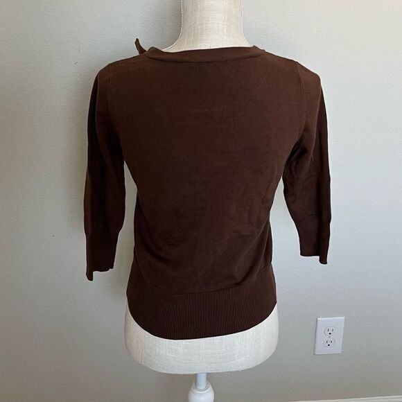 Calvin Klein Jeans Brown Sweater with Bow at Neckline Size S/P - Picture 2 of 5